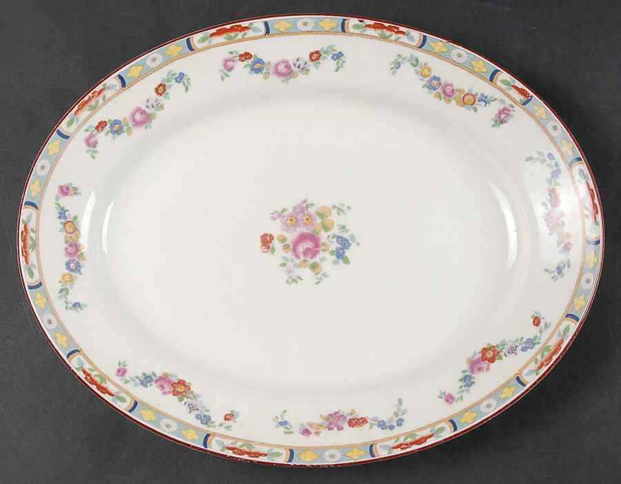 Richmond (White Background) 12" Oval Serving Platter by J & G Meakin-1