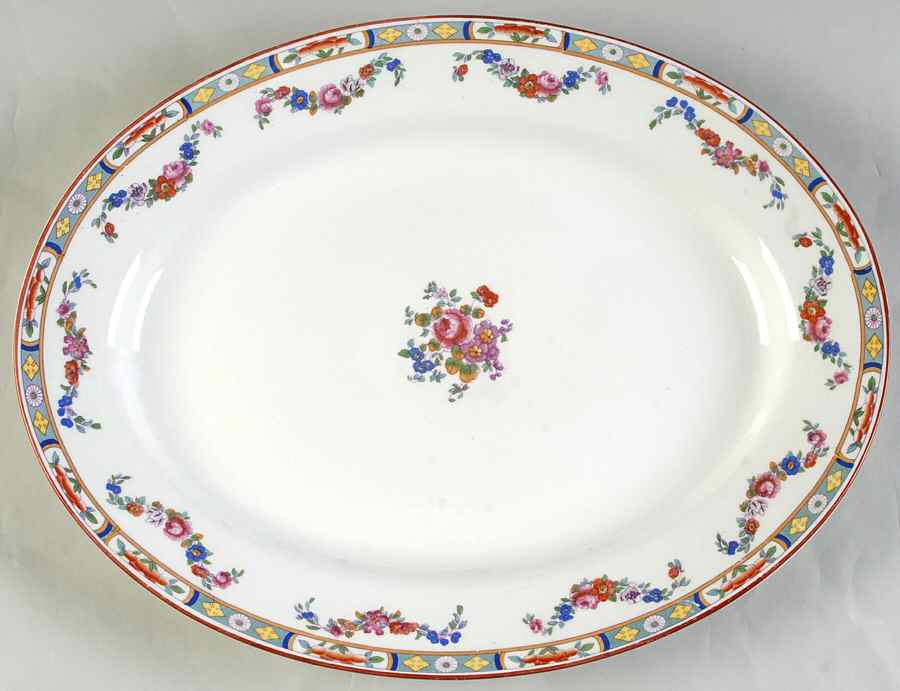 Richmond (White Background) 14" Oval Serving Platter by J & G Meakin-1