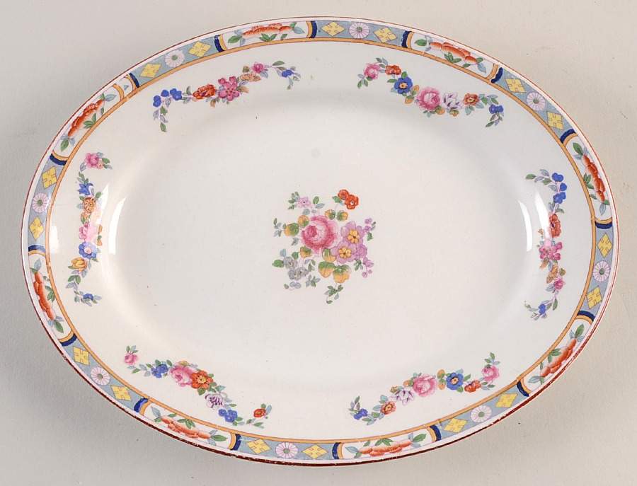 Richmond (White Background) 10" Oval Serving Platter by J & G Meakin-1