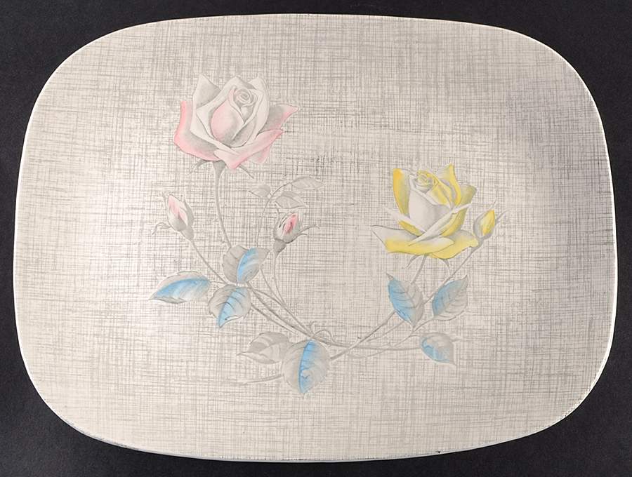 Rose Duet 11" Oval Serving Platter by J & G Meakin-1