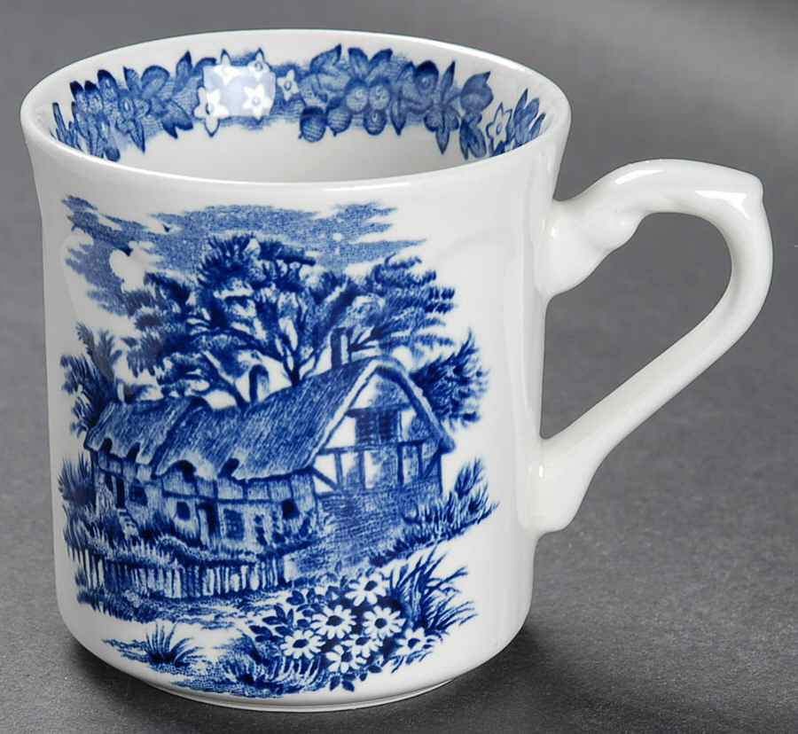 Romantic England Blue (Round Backstamp) Flat Cup by J & G Meakin-1
