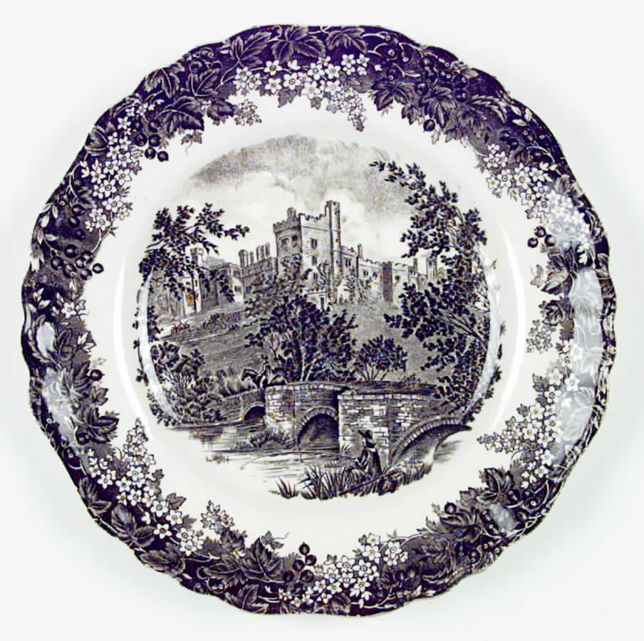 Romantic England Black Dinner Plate by J & G Meakin-1