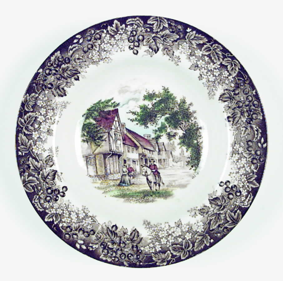 Romantic England Brown Multicolor Rim Soup Bowl by J & G Meakin-1