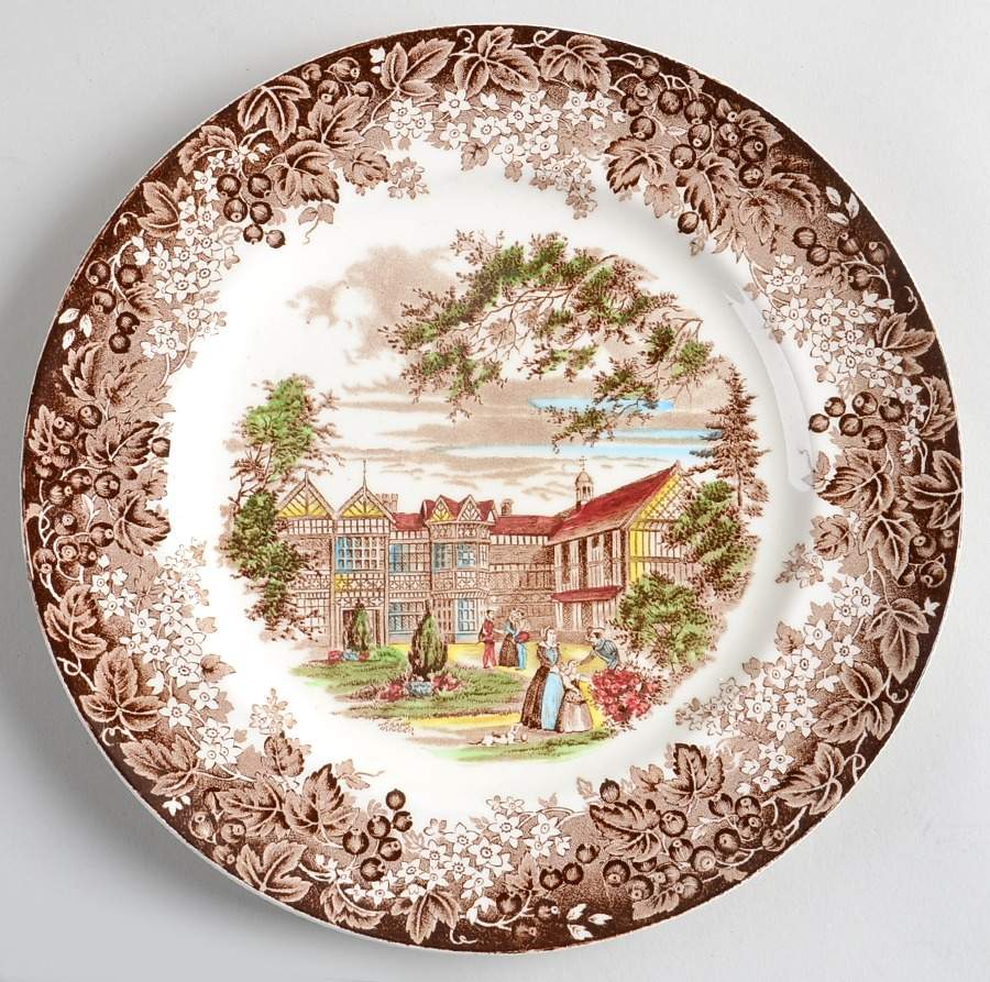 Romantic England Brown Multicolor Luncheon Plate by J & G Meakin-1