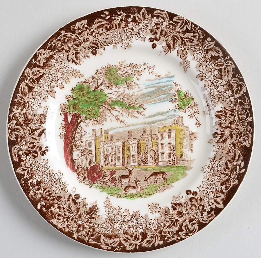 Romantic England Brown Multicolor Dessert/Pie Plate by J & G Meakin-1
