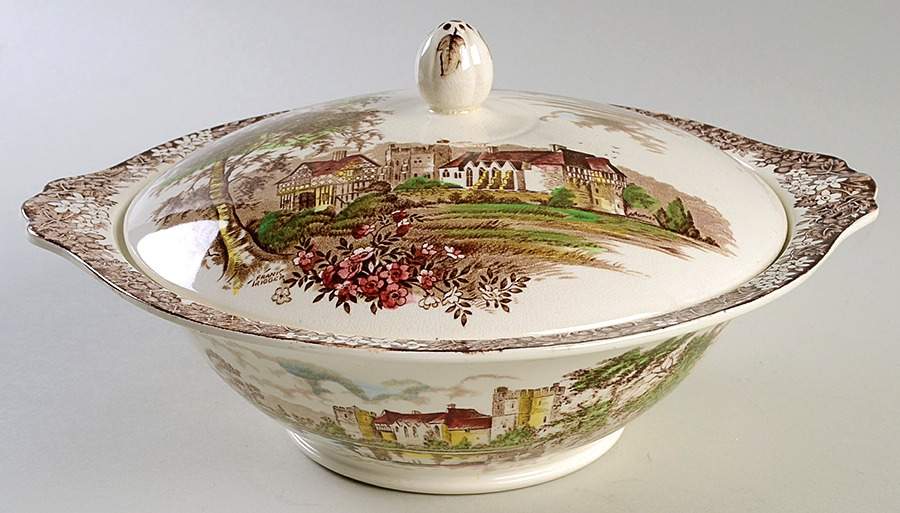 Romantic England Brown Multicolor Round Covered Vegetable by J & G Meakin-1