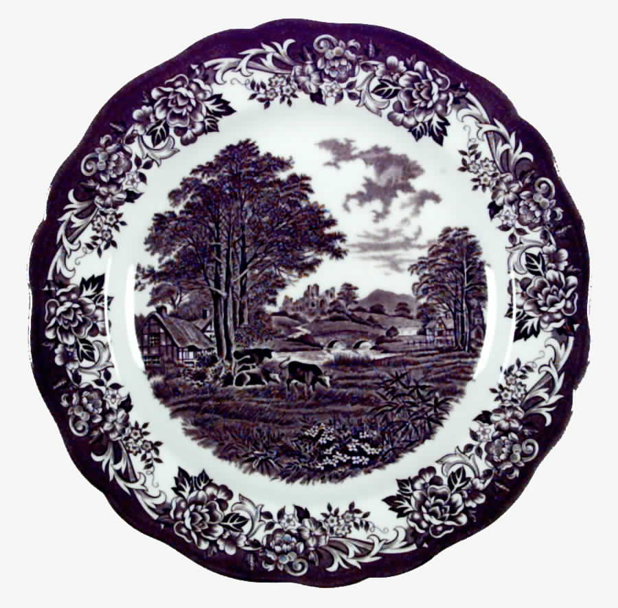 Romantic England Brown (Newer, White) Dinner Plate by J & G Meakin-1