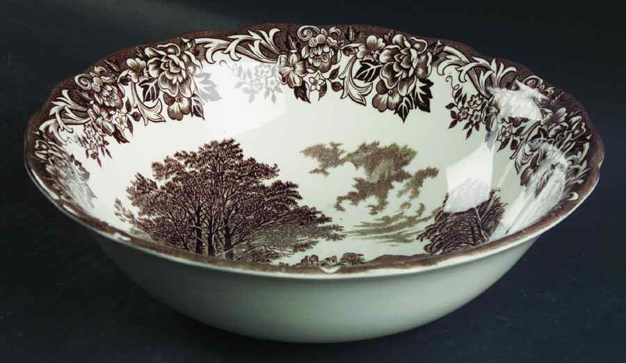 Romantic England Brown (Newer, White) 8" Round Vegetable Bowl by J & G Meakin-1