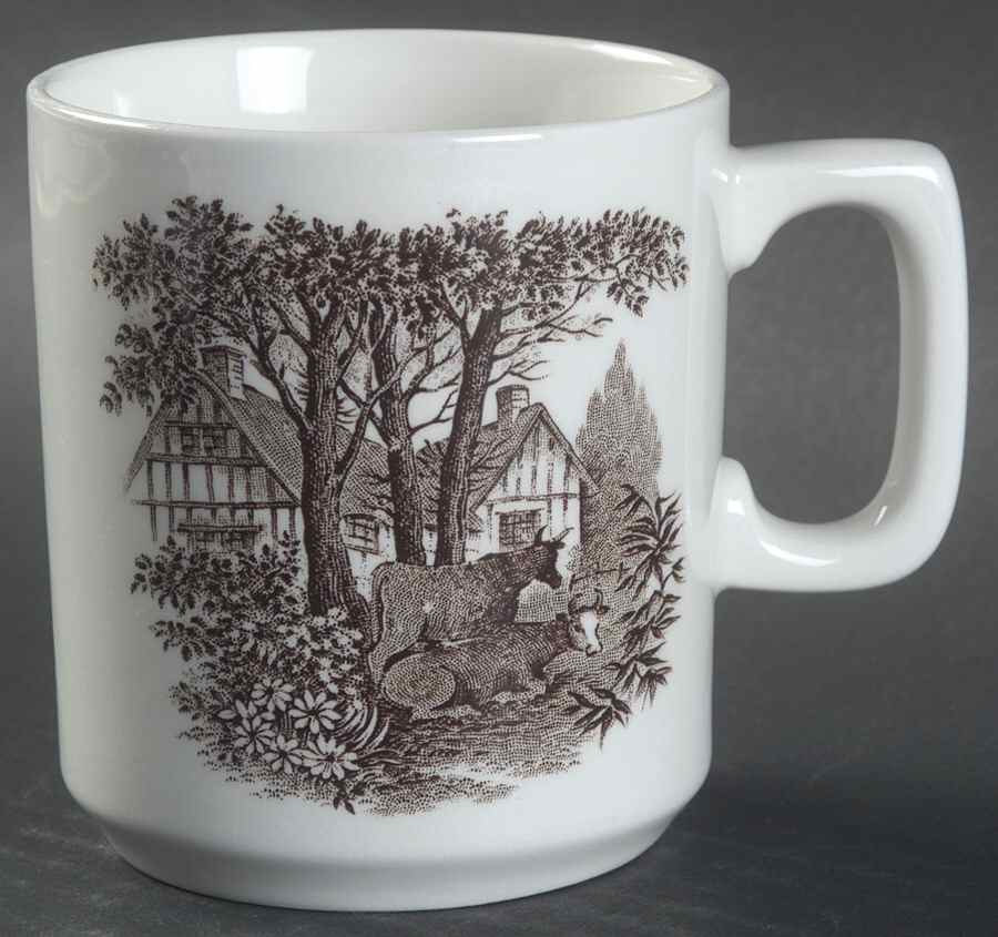 Romantic England Brown (Newer, White) Mug by J & G Meakin-1