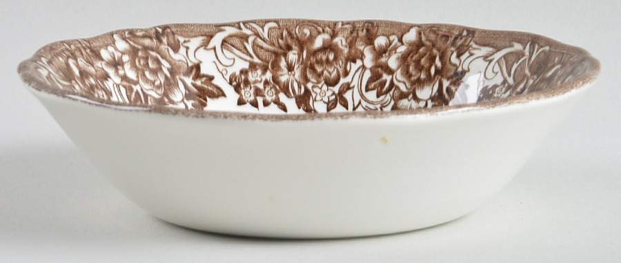 Romantic England Brown (Newer, White) Fruit/Dessert (Sauce) Bowl by J & G Meakin-1