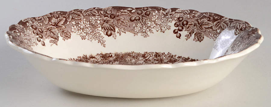 Romantic England Brown (Older, Cream) 9" Oval Vegetable Bowl by J & G Meakin-1