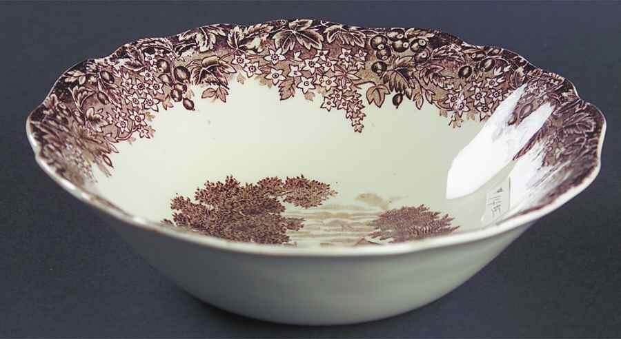 Romantic England Brown (Older, Cream) Coupe Cereal Bowl by J & G Meakin-1