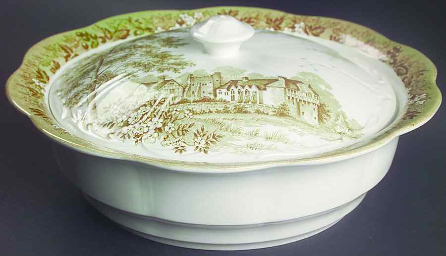 Romantic England Green Round Covered Vegetable by J & G Meakin-1