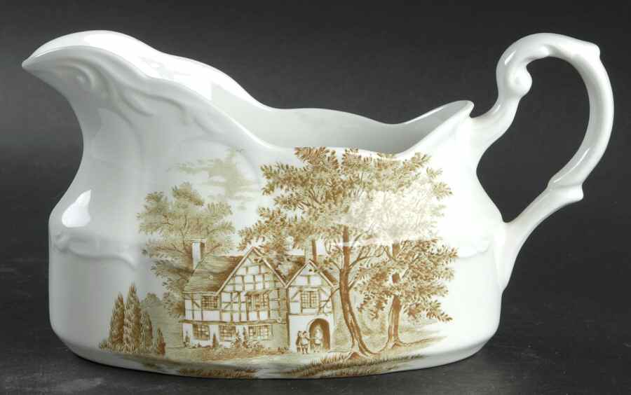 Romantic England Green Gravy Boat by J & G Meakin-1