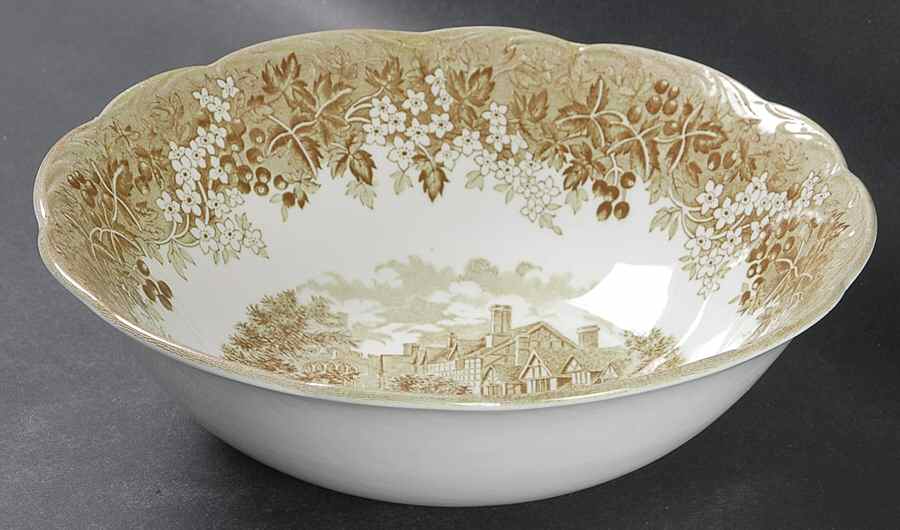Romantic England Green 8" Round Vegetable Bowl by J & G Meakin-1