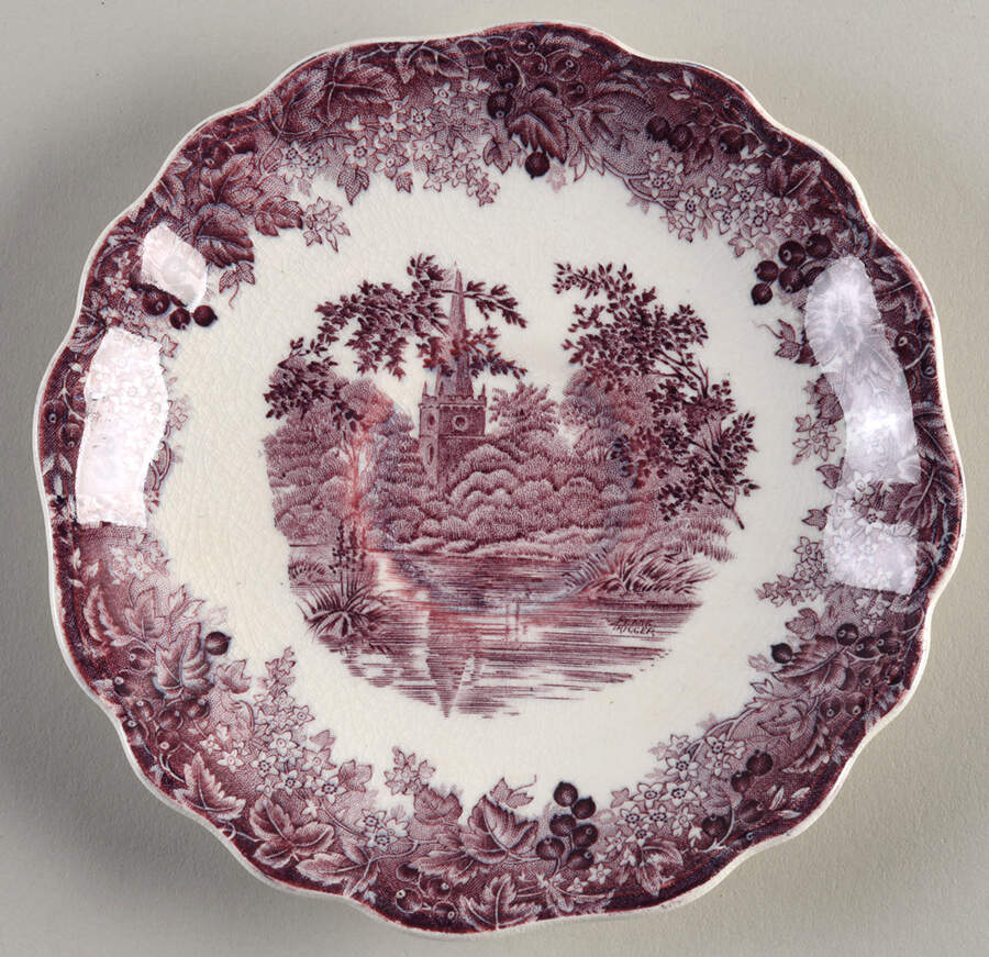 Romantic England Purple Saucer for Flat Cup by J & G Meakin-1