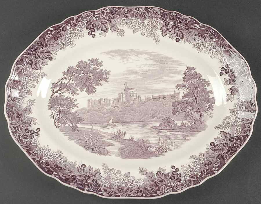 Romantic England Purple 14" Oval Serving Platter by J & G Meakin-1