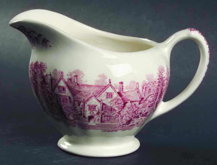 Romantic England Red (Shield-No Dishwash Marking) Creamer by J & G Meakin-1