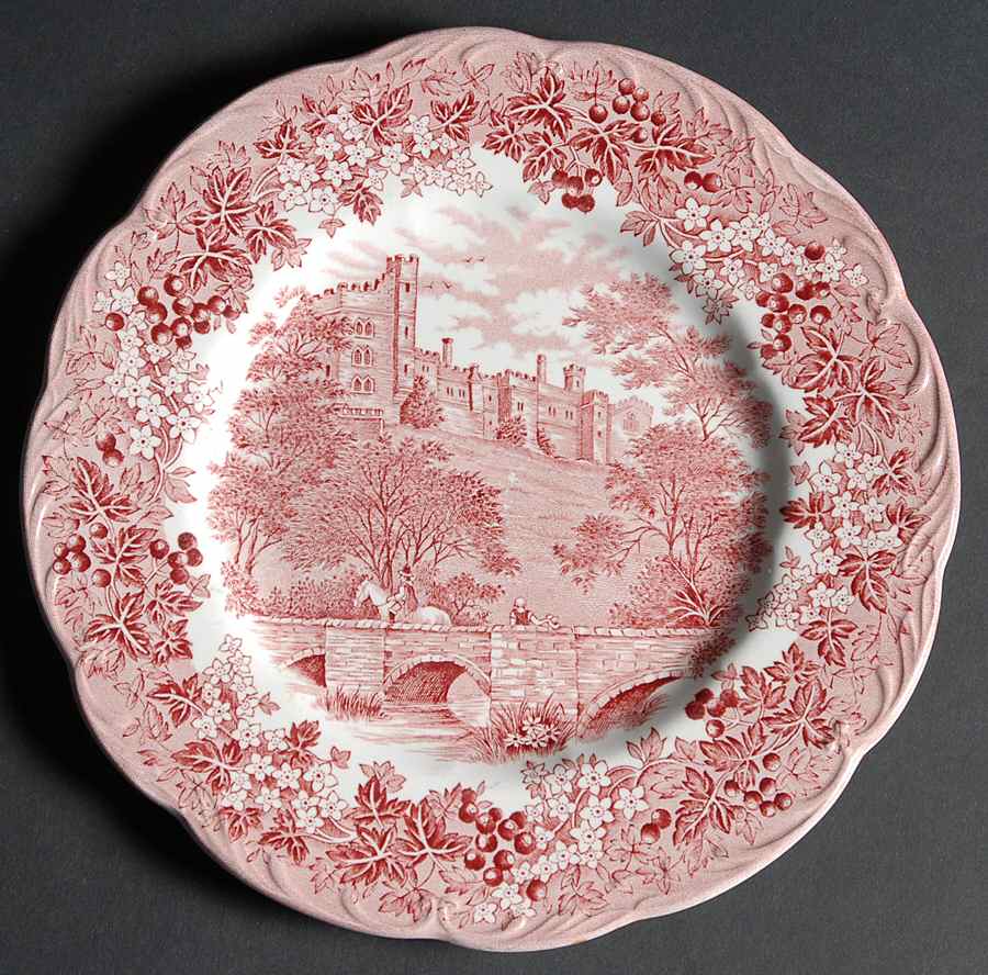 Romantic England Red (Shield-No Dishwash Marking) Salad Plate by J & G Meakin-1