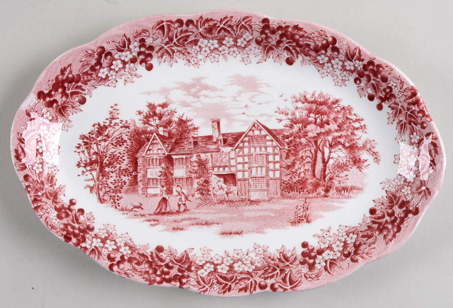 Romantic England Red (Round, Dishwasher Safe Mark) Relish/Gravy Underplate by J & G Meakin-1