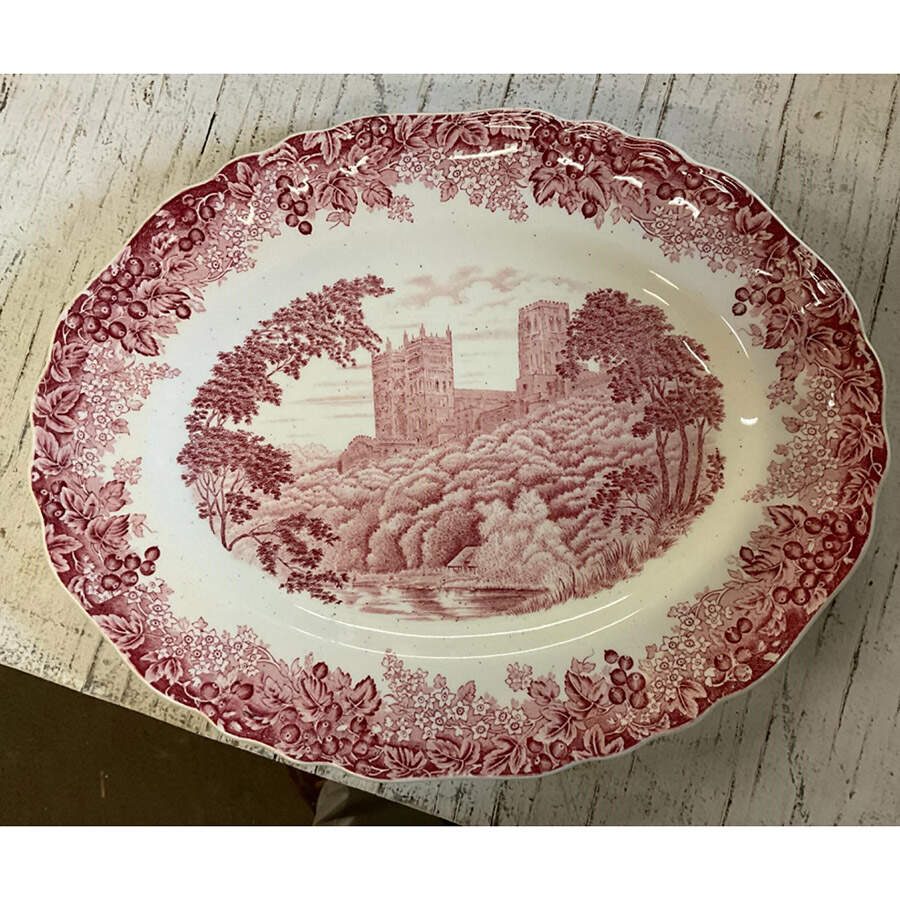 Romantic England Red (Round, Dishwasher Safe Mark) 11" Oval Serving Platter by J & G Meakin-1