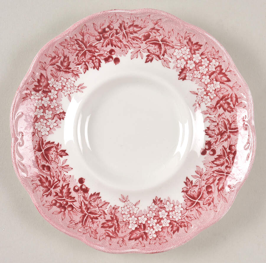 Romantic England Red (Round, Dishwasher Safe Mark) Saucer for Flat Cup by J & G Meakin-1