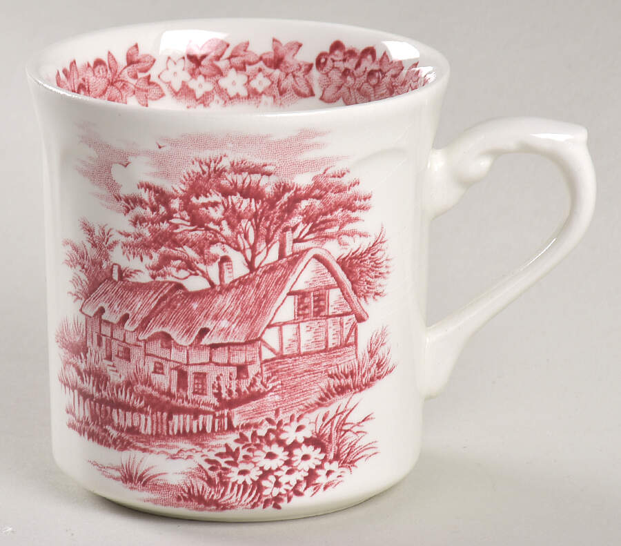 Romantic England Red (Round, Dishwasher Safe Mark) Flat Cup by J & G Meakin-1