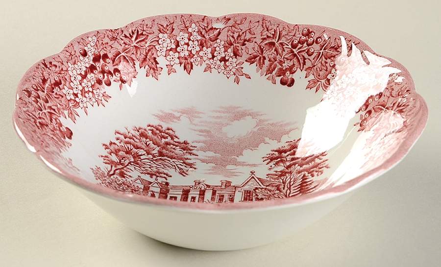 Romantic England Red (Round, Dishwasher Safe Mark) Coupe Cereal Bowl by J & G Meakin-1