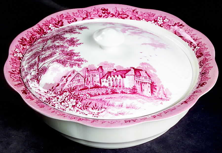 Romantic England Red (Round, Dishwasher Safe Mark) Round Covered Vegetable by J & G Meakin-1