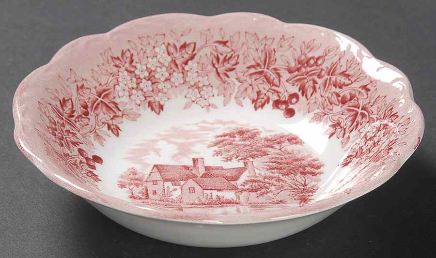 Romantic England Red (Round, Dishwasher Safe Mark) Fruit/Dessert (Sauce) Bowl by J & G Meakin-1