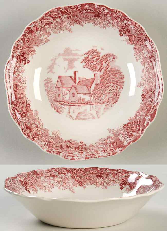 Romantic England Red (Round, Dishwasher Safe Mark) Fruit/Dessert (Sauce) Bowl by J & G Meakin-1