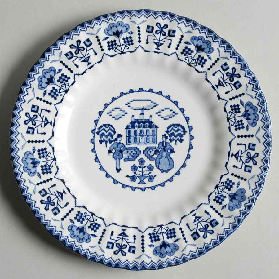 Sampler Blue Bread & Butter Plate by J & G Meakin-1