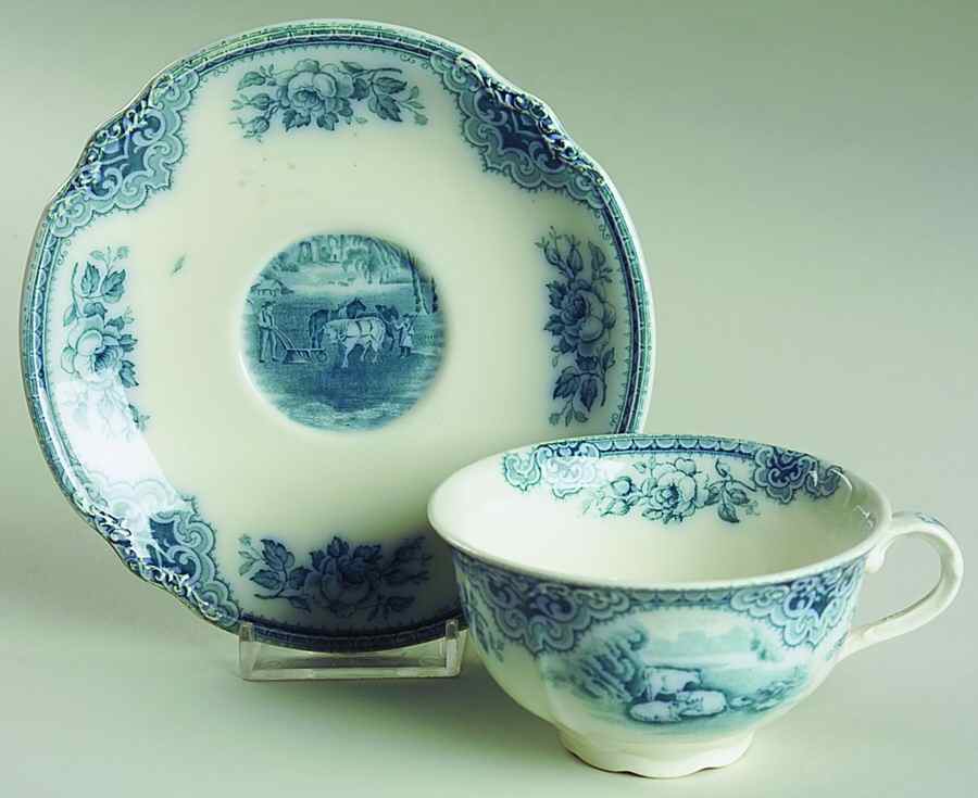 Sandown, The Blue Flat Cup & Saucer Set by J & G Meakin-1