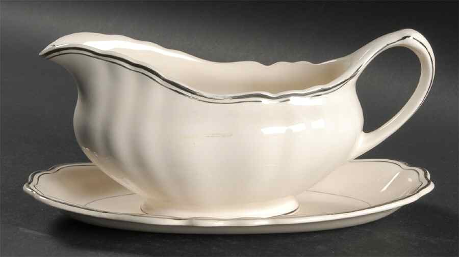Silver Baroque Gravy Boat & Underplate/Relish by J & G Meakin-1