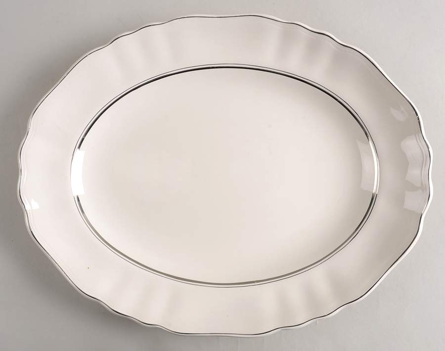 Silver Baroque 14" Oval Serving Platter by J & G Meakin-1