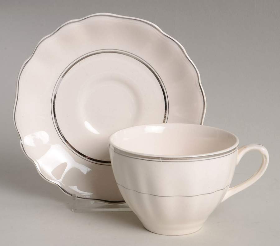 Silver Baroque Flat Cup & Saucer Set by J & G Meakin-1