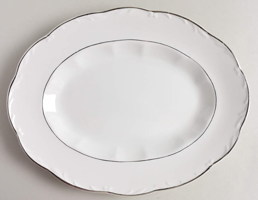 Silver Baroque 12" Oval Serving Platter by J & G Meakin-1