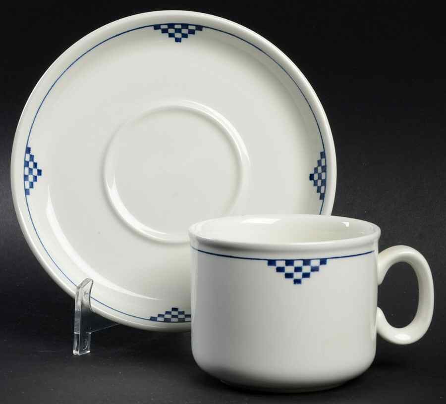Silhouettes Chequers Flat Cup & Saucer Set by J & G Meakin-1
