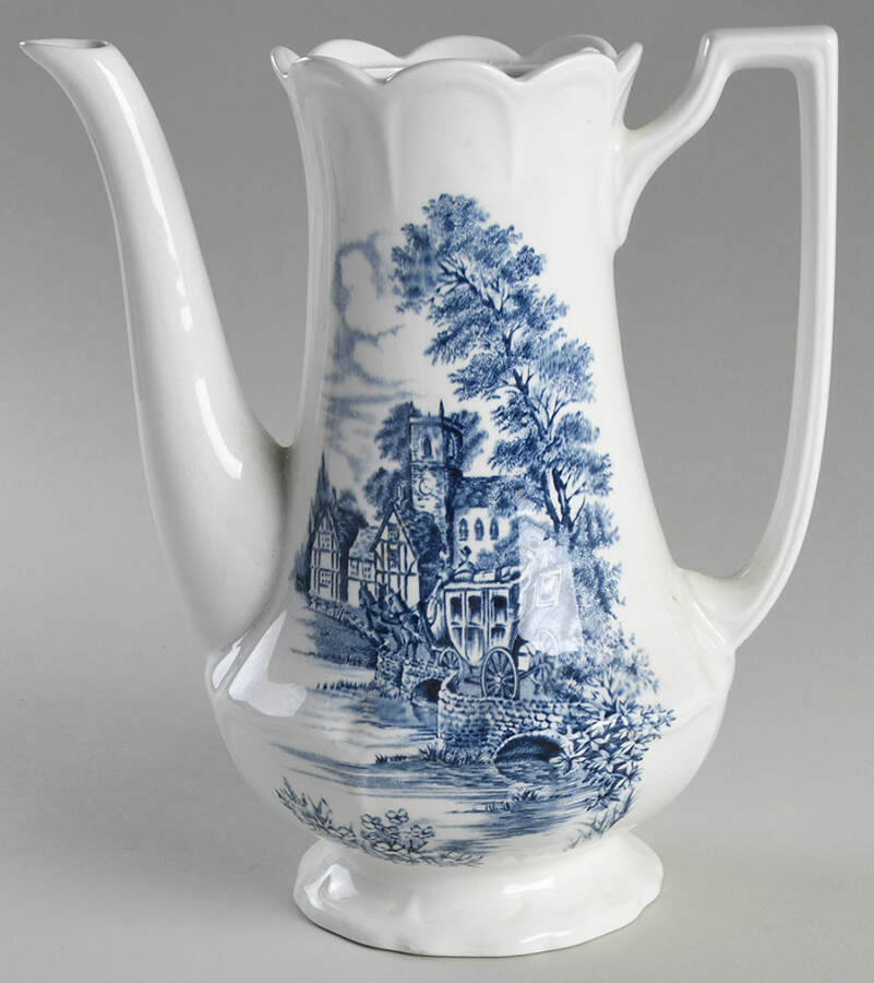 Stratford Stage Blue Coffee Pot No Lid by J & G Meakin-1