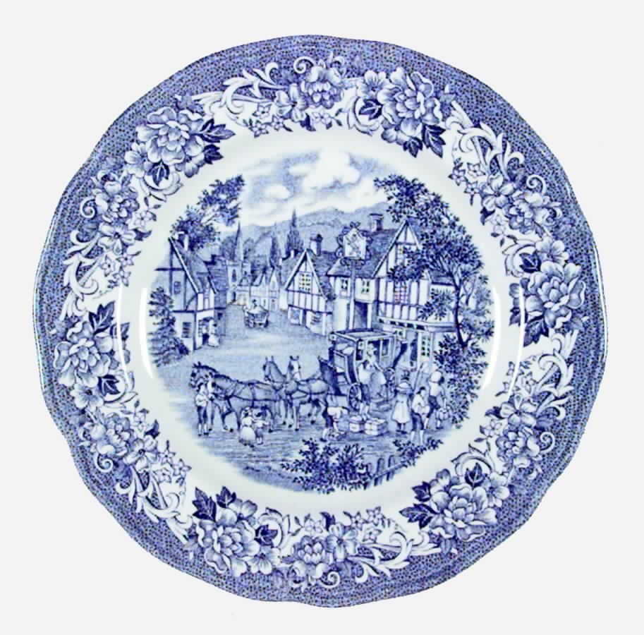 Stratford Stage Blue Dessert/Pie Plate by J & G Meakin-1