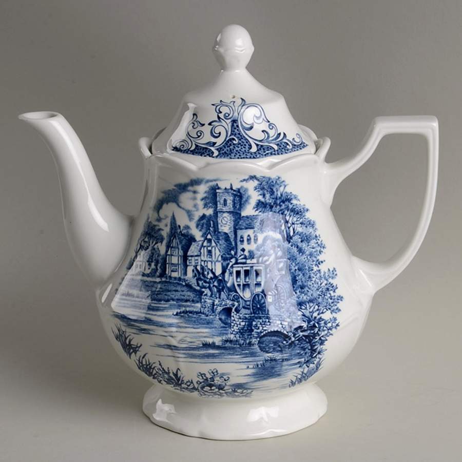 Stratford Stage Blue Teapot & Lid by J & G Meakin-1