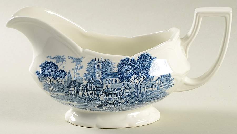 Stratford Stage Blue Gravy Boat by J & G Meakin-1