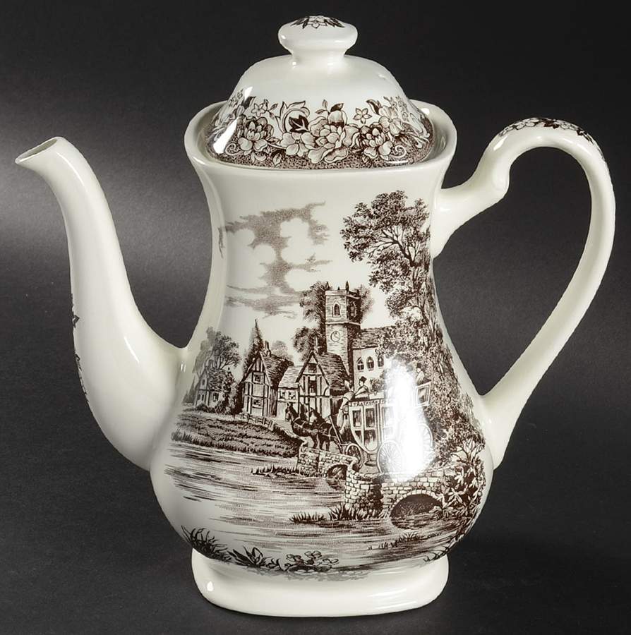 Stratford Stage Brown Coffee Pot & Lid by J & G Meakin-1