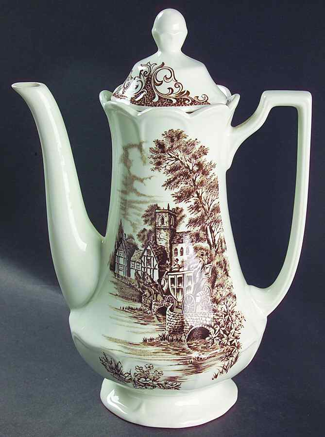 Stratford Stage Brown Coffee Pot & Lid by J & G Meakin-1