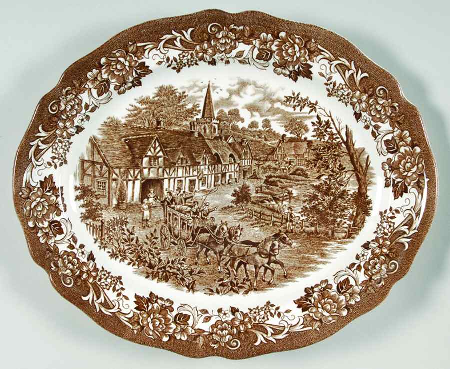 Stratford Stage Brown 12" Oval Serving Platter by J & G Meakin-1
