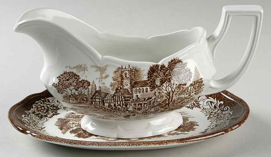 Stratford Stage Brown Gravy Boat & Underplate (Relish/Butter) by J & G Meakin-1