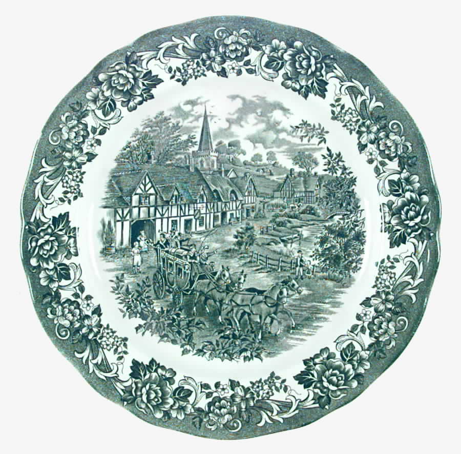 Stratford Stage Green Dinner Plate by J & G Meakin-1