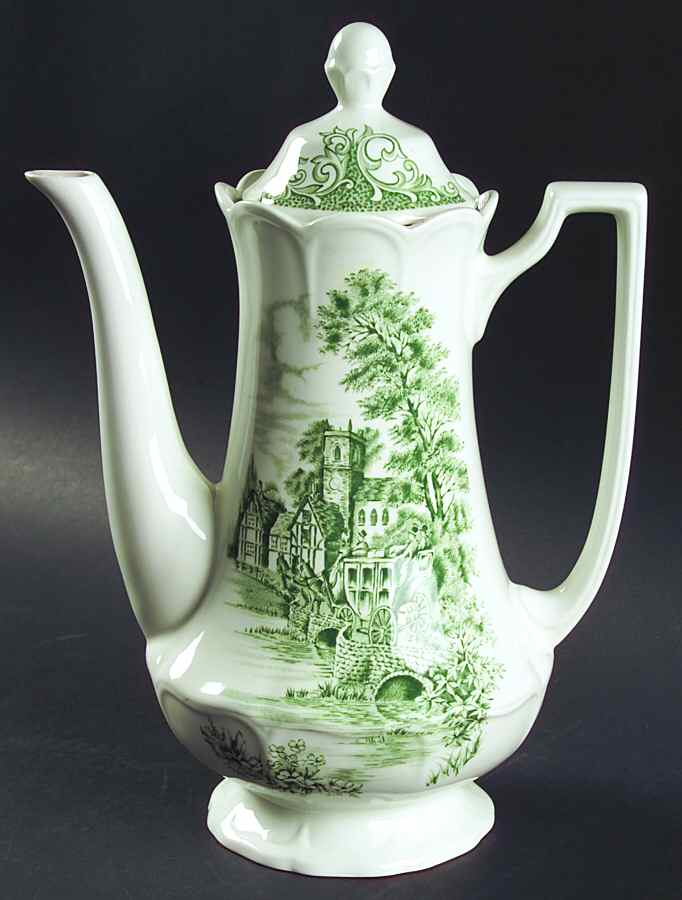 Stratford Stage Green Coffee Pot & Lid by J & G Meakin-1