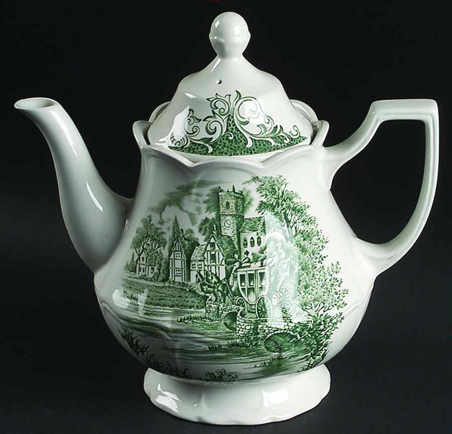 Stratford Stage Green Teapot & Lid by J & G Meakin-1