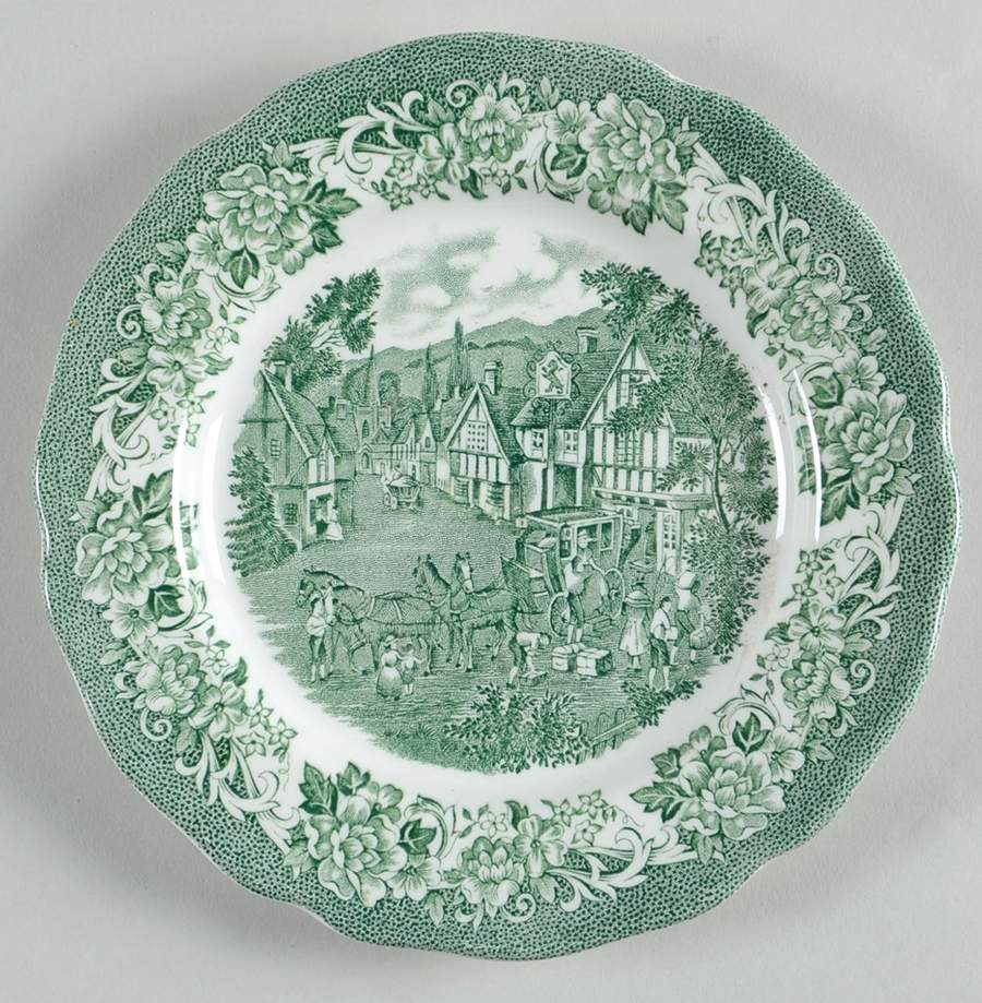 Stratford Stage Green Dessert/Pie Plate by J & G Meakin-1